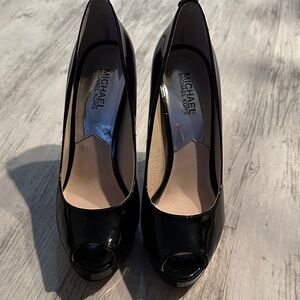 Michael Kors Glossy Black Peep Toe Heels
